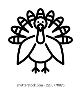 Turkey icon. Outline design. Turkey chicken isolated on white background. For presentation, graphic design, mobile application. Vector Illustration.