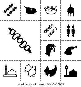 Turkey icon. set of 13 filled and outline turkey icons such as turkey, mosque, meat leg, kebab, chicken