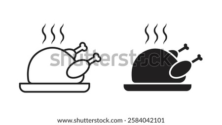 Turkey icon set in thin line. vector illustrations for web