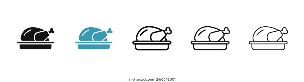 Turkey icon set. whole rotisserie chicken vector icon. roasted chicken meat symbol. grilled or fried chicken icon for UI designs.