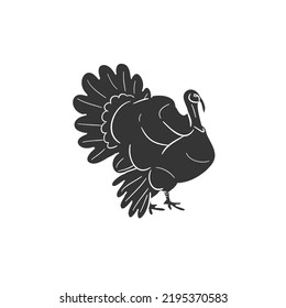 Turkey Icon Silhouette Illustration. Animal Farm Vector Graphic Pictogram Symbol Clip Art. Doodle Sketch Black Sign.