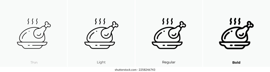 turkey icon. Thin, Light Regular And Bold style design isolated on white background