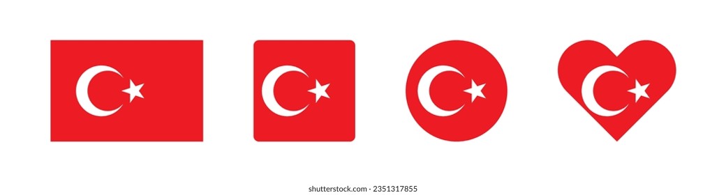 Icono de Turquía. Señales de la bandera turca. Símbolo de insignia nacional. Símbolos de los países europeos. Iconos de stickers de referencia cultural. Signo aislado del vector.