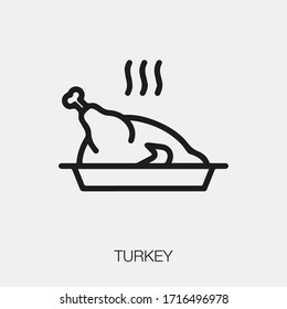 turkey icon vector. Linear style sign for mobile concept and web design. turkey symbol illustration. Pixel vector graphics - Vector.