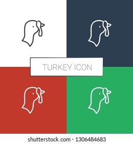 turkey icon white background. Editable outline turkey icon from agriculture. Trendy turkey icon for web and mobile.