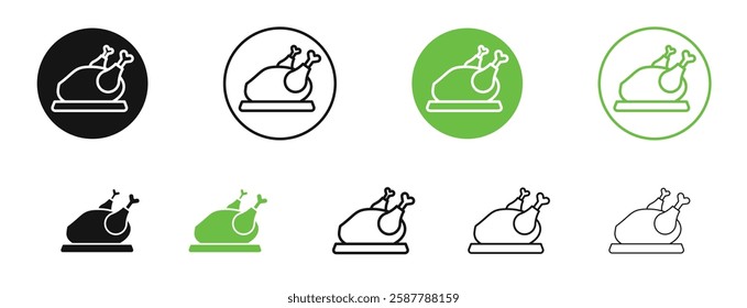 Turkey icons in black and green colors collection