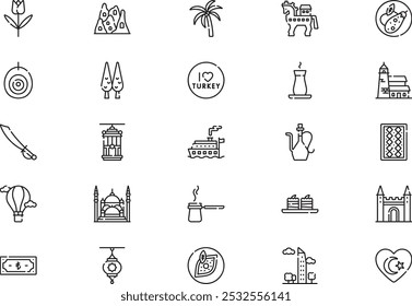 Turkey icons collection is a vector illustration with editable stroke.
