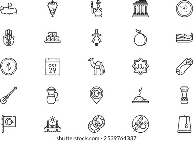 Turkey icons collection is a vector illustration with editable stroke.