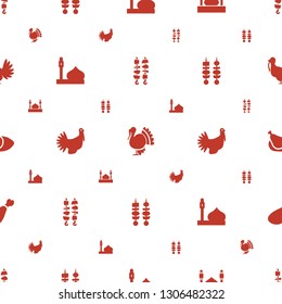 turkey icons pattern seamless white background. Included editable filled kebab, mosque, chicken, meat leg icons. turkey icons for web and mobile.