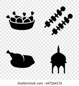 Turkey icons set. set of 4 turkey filled icons such as mosque, chicken leg, chicken