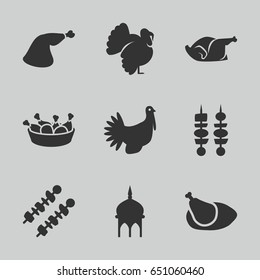 Turkey icons set. set of 9 turkey filled icons such as turkey, mosque, chicken leg, chicken, meat leg