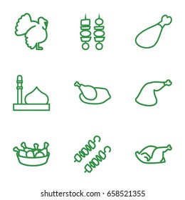 Turkey icons set. set of 9 turkey outline icons such as turkey, mosque, chicken leg, chicken, meat leg
