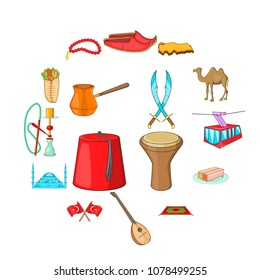 Turkey icons set. Cartoon illustration of 16 Turkey vector icons for web