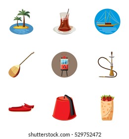 Turkey icons set. Cartoon illustration of 9 Turkey vector icons for web