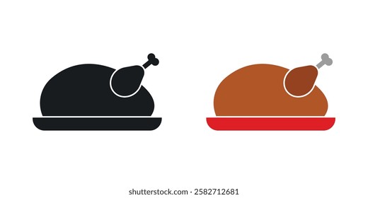 Turkey icons set vectors black and colored style