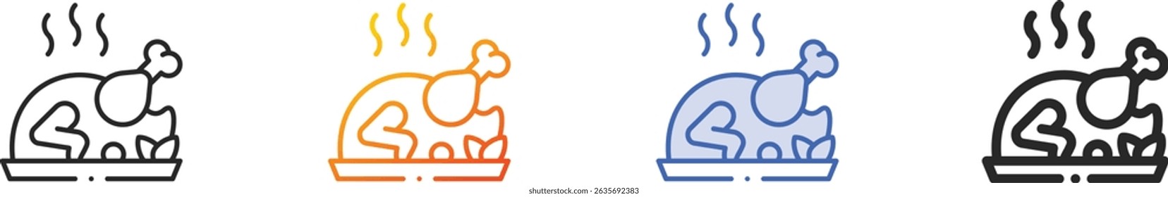 turkey icon.Thin Linear, Gradient, Blue Stroke and bold Style Design Isolated On White Background
