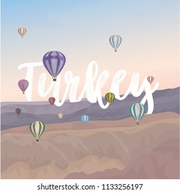 Turkey illustration. Balloons in the sky. Vector object