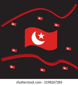  Antecedentes del Día de la Independencia de Turquía con festividad roja. Ilustración vectorial. Traducción: 30 de Agosto, Día de la Victoria, Feliz Cumpleaños.