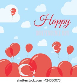 Turkey Independence Day Flat Patriotic Design. Turkish Flag Balloons. Happy National Day Turkey Vector Patriotic Design. Celebration Balloons Patriotic Design.