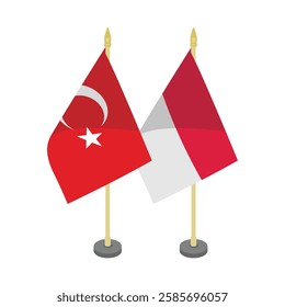 turkey indonesia table flag vector design illustration 