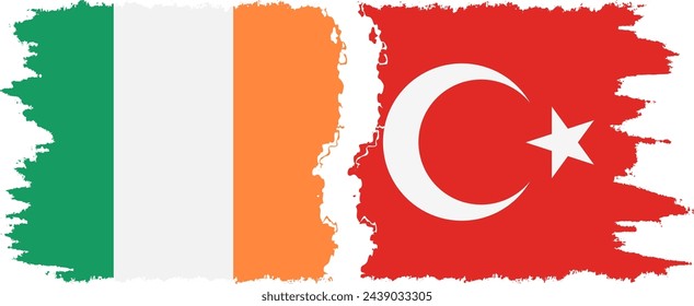 Turkey and Ireland grunge flags connection, vector