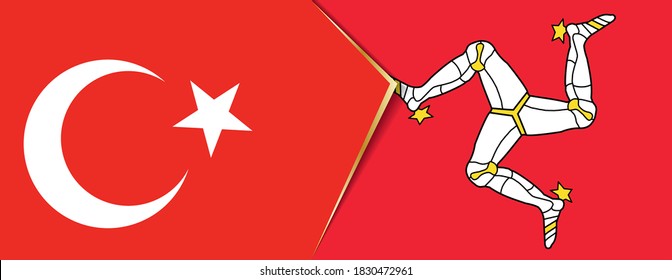 Turkey and Isle of Man flags, two vector flags symbol of relationship or confrontation.