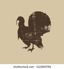 Turkey Isolated Grunge Distress Vintage Bird Thanksgiving