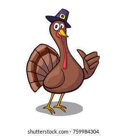 Turkey isolated. Thanksgiving day, November 23. Cartoon drawing. Style graphic design. Vector illustration.