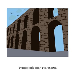 Turkey, Istanbul (Bozdagan Kemeri) Aqueduct of the Grey Falcon.  Roman aqueduct which was the major water-providing system of the Eastern Roman capital of Constantinople. Valens Aqueduct 