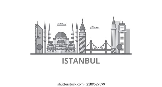 Turkey, Istanbul city skyline isolated vector illustration, icons