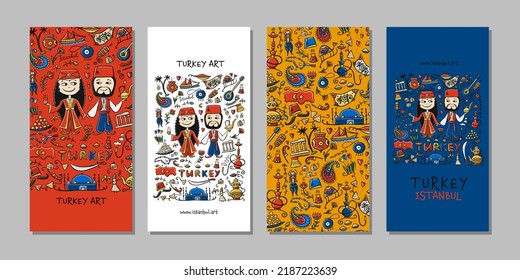 Turkey, Istanbul, concept art for your business. Creative ideas for cards, banner, web, promotional materials. Corporate identity template. Vector illustration