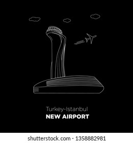 Turkey Istanbul new airport air control tower vector illustration