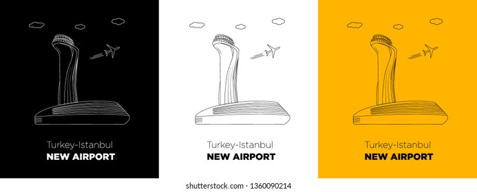 Turkey Istanbul new airport air control tower vector illustration