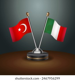 Turkey and Italy table flags relation with gradient backgrund. Vector Illustration