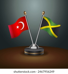 Turkey and Jamaica table flags relation with gradient backgrund. Vector Illustration