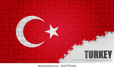 Turkey jigsaw flag background. Element of impact for the use you want to make of it.