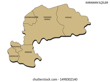 Turkey, Karaman district map drawing