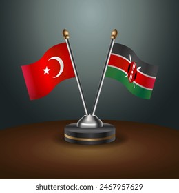 Turkey and Kenya table flags relation with gradient backgrund. Vector Illustration