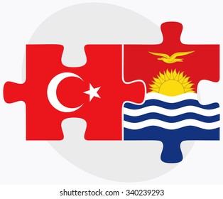 Turkey and Kiribati Flags in puzzle isolated on white background