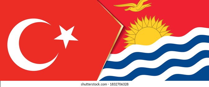 Banderas de Turquía y Kiribati, dos banderas vectoriales símbolo de relación o enfrentamiento.