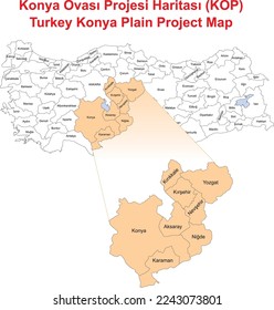 Mapa del proyecto de la llanura de Konya en Turquía