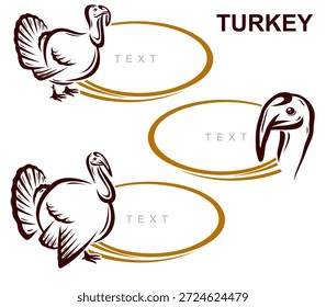 Türkei-Labels und Ikonensatz. Sammlungssymbole Truthahn. Vektorgrafik