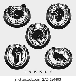 Türkei-Labels und Ikonensatz. Sammlungssymbole Truthahn. Vektorgrafik