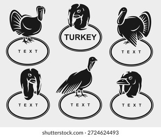 Türkei-Labels und Ikonensatz. Sammlungssymbole Truthahn. Vektorgrafik