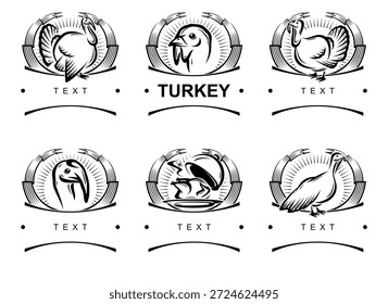 Türkei-Labels und Ikonensatz. Sammlungssymbole Truthahn. Vektorgrafik