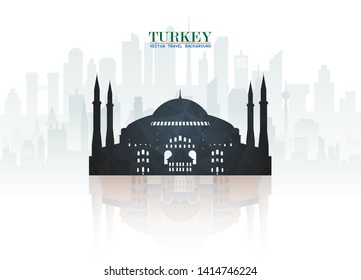 Turkey Landmark Global Travel And Journey paper background. Vector Design Template.used for your advertisement, book, banner, template, travel business or presentation.