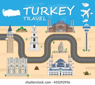 TURKEY Landmark Global Travel And Journey Infographic Vector Design Template.vector illustration