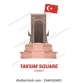 Turkey Landmark Vector. Taksim Square. Vector Editable