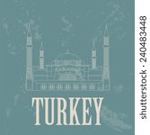 Turkey landmarks. Retro styled image. Vector illustration