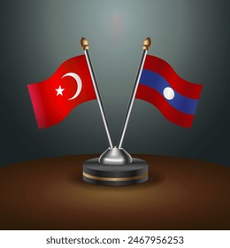 Turkey and Laos table flags relation with gradient backgrund. Vector Illustration